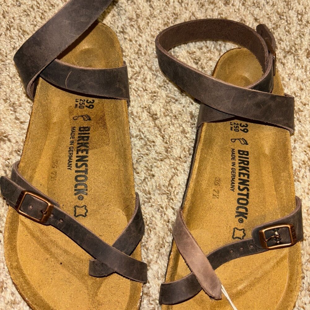 Birkenstock Brown Leather Strappy Sandals - Picture 3 of 10
